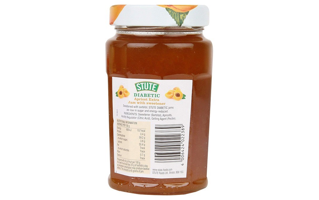 Stute Diabetic Apricot - Extra Jam   Glass Jar  430 grams